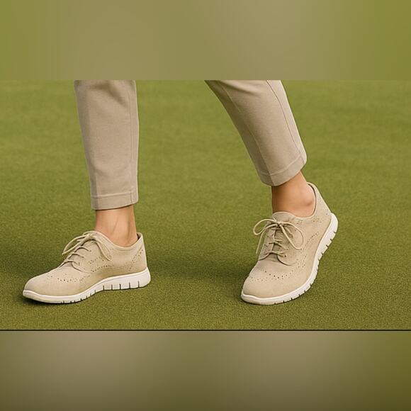Cole Haan Shoes - Cole Haan ZerøGrand Suede Wingtip Oxford Sneakers Beige Lightweight Comfort Sz 7